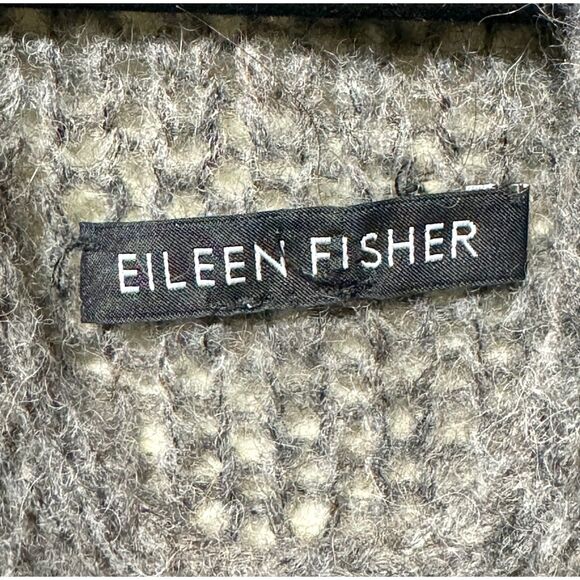 EILEEN FISHER Wool/Alpaca Blend Super Soft Lightweight Gray Funnel Neck Sweater - Picture 5 of 6